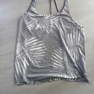 Old Navy Black and White Palm Print Tank Top